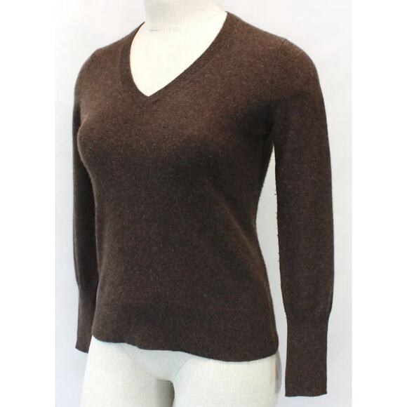 Halogen Cashmere v neck brown sweater Large - Picture 7 of 11